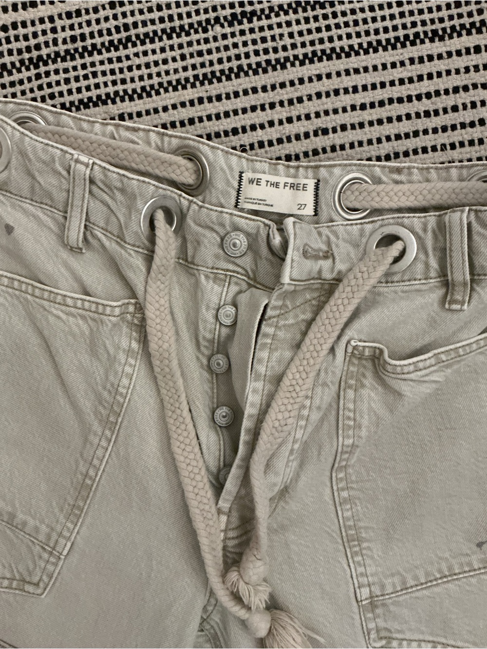 We The Free Moxie Low Slung Pull On Drawstring Barrel Jeans - Picture 3 of 7